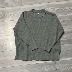 Aerie Women’s Dark Aqua Oversized Crewneck Waffle Sweater